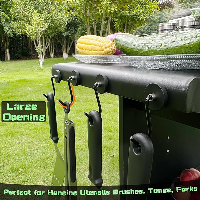 Smoker Grill Hooks 4 Pack Heavy Duty,Non-Slip Magnetic Hook for Grill Utensils,Strong Magnetic Hooks for Traeger Blackstone Pit Boss Camp Chef Z Grills BBQ Grill Accessories
