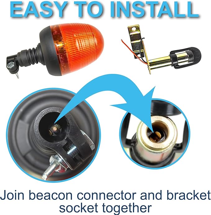 HQRP Flexible Pipe Mount/Low Profile Amber Beacon Emergency Hazard Warning Safety LED Strobe Lights for Golf Cart, Truck, Tractor, Forklift, ATV, UTV, Snow Plow, Excavator, etc.