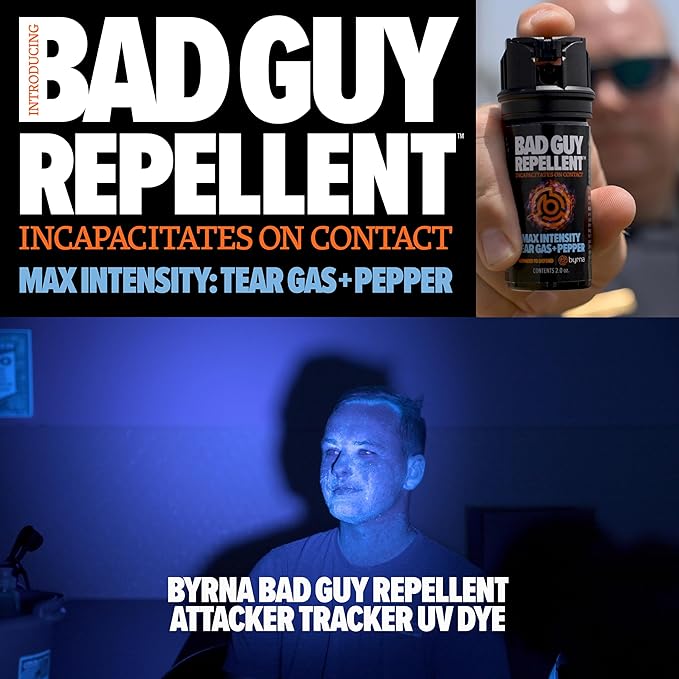 Byrna BGR MAX Pepper Spray + Tear Gas | Maximum Stopping Power | Attacker Tracker UV Marking DYE Technology | Military Strength Self-Defense Stream Spray
