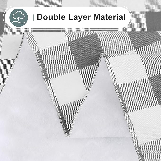 misaya Rectangle Waterproof Vinyl Table Cloth, Buffalo Flannel Backed Tablecloth, Wipeable Plastic Table Cover for Dinner, Kitchen, Outdoor (54" x 120", Grey and White)