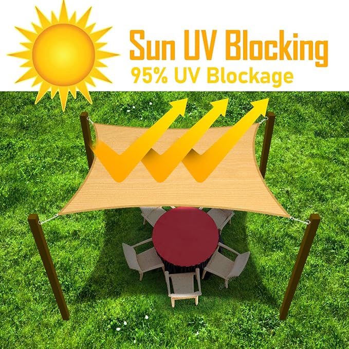 5' x 18' Yellow Outdoor Sun Shade Sail Canopy ??UV Resistant Permeable Awning Fabric for Patio, Garden, Backyard, Pergola, Carport, Lawn Shelter Cover
