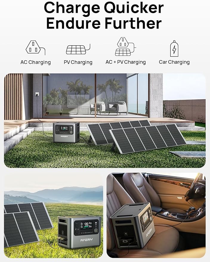 AFERIY Solar Generator P210 with 200W Solar Panel 2400W Portable Power Station 2048Wh | AC Output with 120V,2400W,Solar Generator for Home Use,Outdoor Camping,Power Outage, Camping,Emergencies