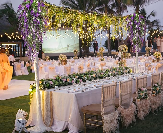 Artificial Hanging Plants with Lights Fake Monkey Plants Wall Decor Fake Outdoor Hanging Plants Hanging plants for Room Wedding Proch Yard Outdoor Home Wall Kitchen Bathroom Indoor Decoration(Purple)