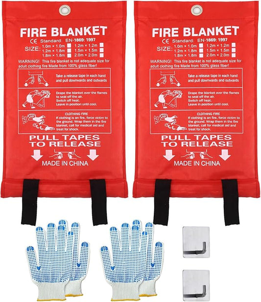 Home Emergency Fire Blankets 47“ x 47” Fiberglass Fire Blankets Essential Emergency Fire Blankets for Home and Kitchen 2 Packs