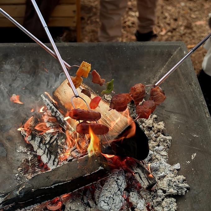 32" Heavy Duty Hot Dog Roasting Sticks for Campfire, Smores Sticks for Fire Pit Long, Marshmallows Skewers (2 Pack)