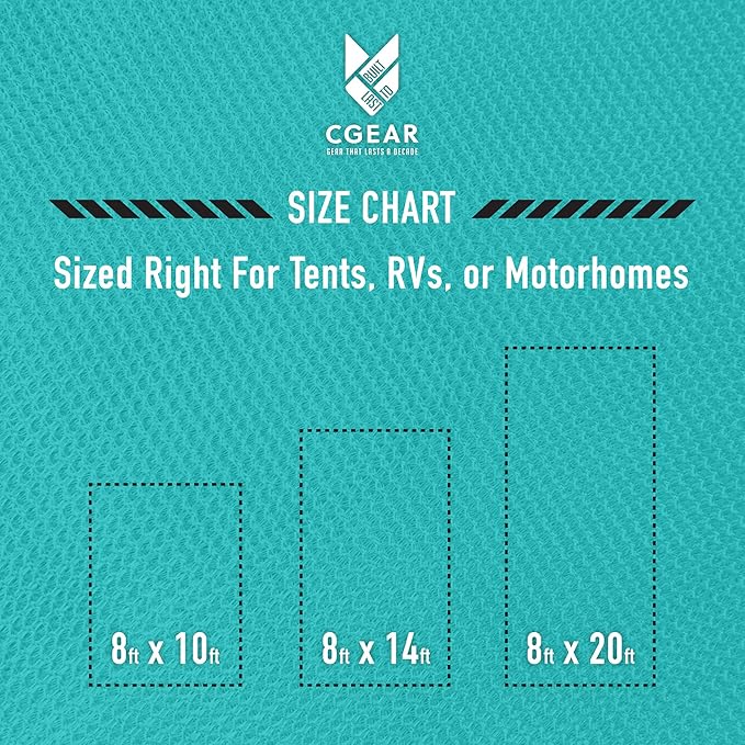 CGEAR RV Camping Mat, Sand Free Outdoor Reversible Rug for Campsite, Backyard, Patio, Deck, and Beach (Orange, 8' x 14')