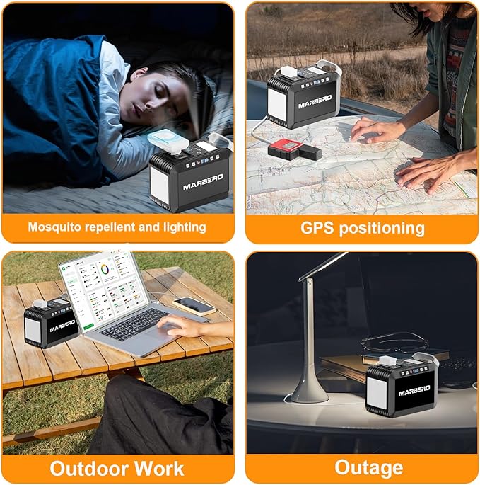MARBERO Solar Generator 148Wh Portable Power Station with Solar Panel 40W Included Solar Power Bank with AC Outlet 200W Surge for Home Outages Camping Outdoor Adventure Emergency