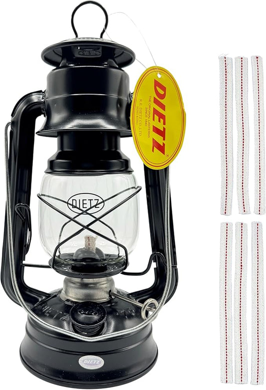 Light of Mine - Dietz #76 Original Black Oil Lantern with 1/2" Replacement Wick Strips (Black)