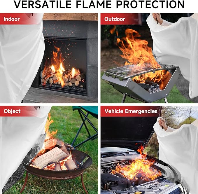 Fire Blanket Emergency for Home Kitchen - 6 Pack 40"x40" Fireproof Safety Protection Fiberglass Flame Retardant Blankets Survival Essential Kit for House Car Camping Outdoor Fireplace Grill BBQ