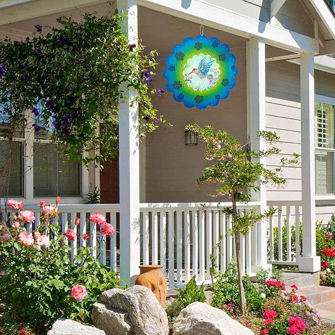 Hummingbird Metal Wind Spinners - Hummingbird Gifts for Women Mom Grandma Wife, Hanging Animations Wind Spinner for Outdoor & Indoor Decorations, 12 inch for Ornament Gifts