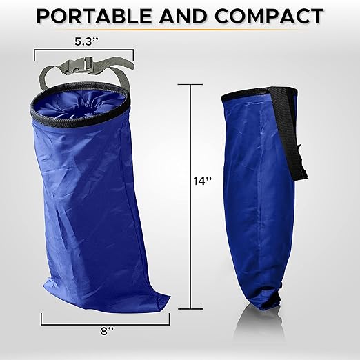 EcoNour 2 Pack Blue Car Trash Bag | Washable Back Seat Hanging Bag with Elastic Opening & Easy Mount | Garbage Can with Waterproof Oxford Material | Accessories for Camping, Traveling & Outdoor