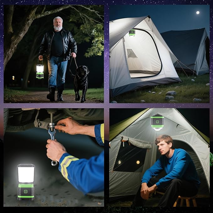 Lichamp LED Camping Lantern, Battery Powered LED Lights Camping Essentials, Portable Lanterns Flishlights for Emergency, Hurricanes, Outdoor Hiking, Power Outages, Survival Gear and Home Use, 2 Pack