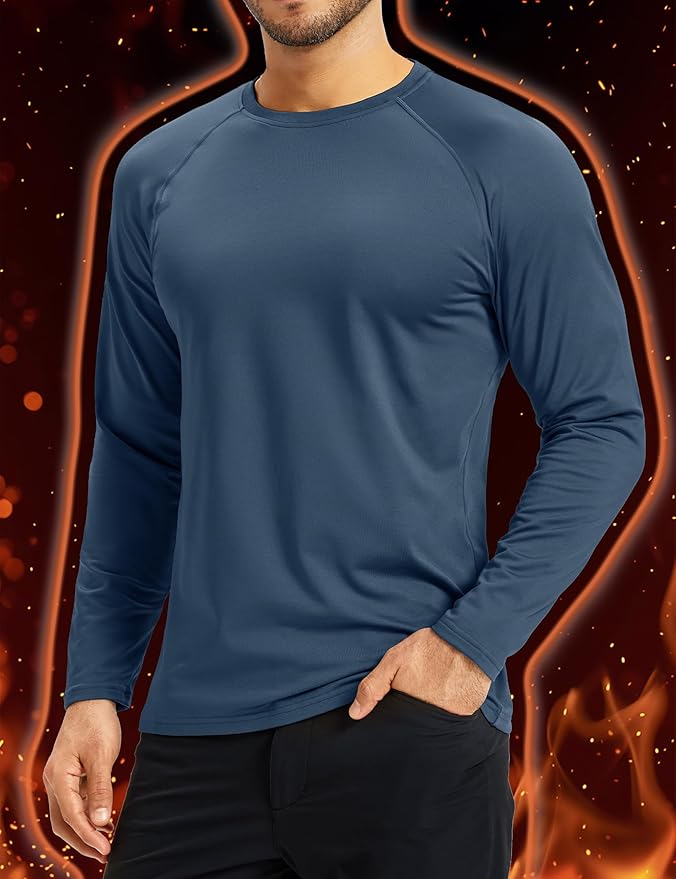 Boladeci Men's Thermal Underwear Tops Fleece Lined Base Layer Long Sleeve Shirts for Cold Weather