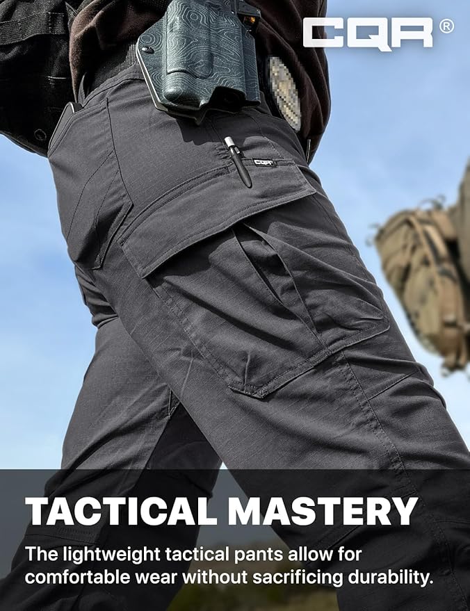 CQR Women's Flex Stretch Tactical Pants, Water Resistant Ripstop Cargo Work Pants with Pockets for Outdoor & Hiking