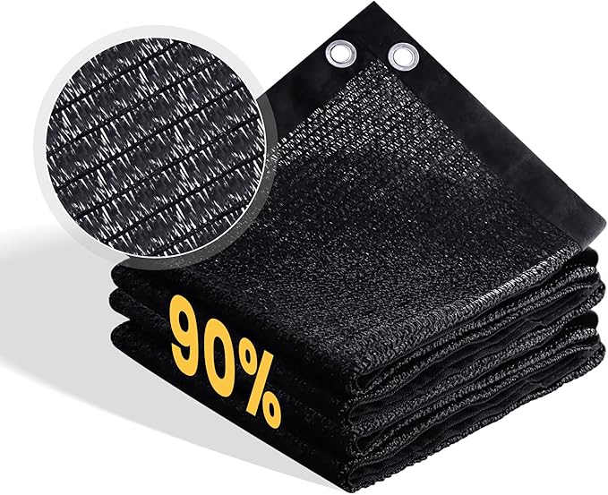 VICLLAX 90% Shade Cloth, 10x22FT Durable Black Mesh Trap with Every 3 FT Grommet, Sun Shade Fabric Netting for for Plants Cover, Greenhouse, Chicken Coop, Barn Kennel, Garden Patio