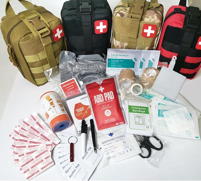 IFAK Kit Trauma Kit Military Medical First Aid Kits Bleeding Contral Emergency Survival Bug Out Bag for Camping Gear Supplies Hiking (Red)