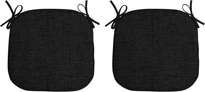 Arden Indoor/Outdoor Foam Seat Pad, 2 Pack, 17 x 16, Patio Cushion, Water Repellent, Fade Resistant, Foam Cushion Black Leala