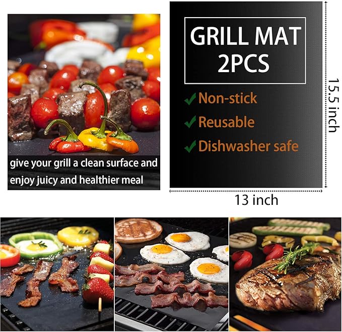 ROMANTICIST 30pcs Stainless Steel Grill Tool Set, Heavy Duty BBQ Grilling Accessories for Men Women, Non-Slip Grill Utensils Kit with Thermometer Mats in Aluminum Case for Fathers Day Silver