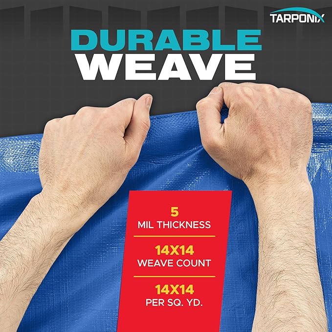 Better Blue Poly Tarp 10’ x 12’ – Lightweight 5 Mil Waterproof Cover – Durable, Weatherproof, Multipurpose Protection for Camping, Roofing, Construction