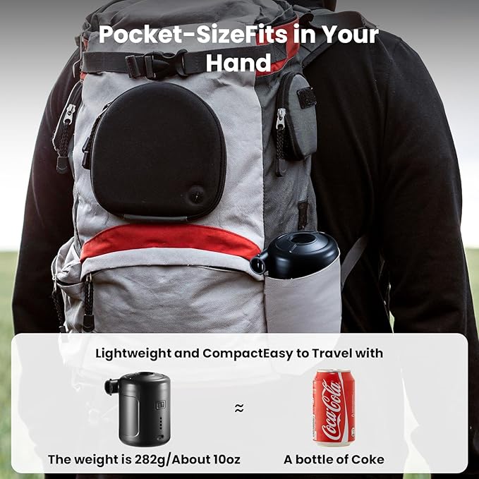 Portable Air Pump for Inflatables, 6000 mAh Rechargeable Air Mattress Pump, 4.5kPa Quick-Fill Inflate Deflate Pumps for Outdoor Camping, Pool Floats, Air Mattress Beds, Swimming Ring