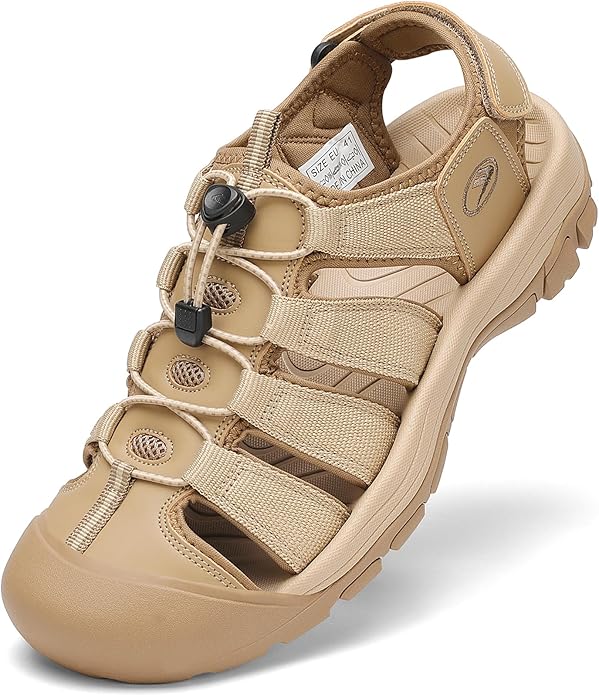 FLARUT Men's Athletic Sandals - Closed Toe Sport Hiking & Outdoor Walking Water Sandals with Anti-Slip Cushioning and Breathable Mesh