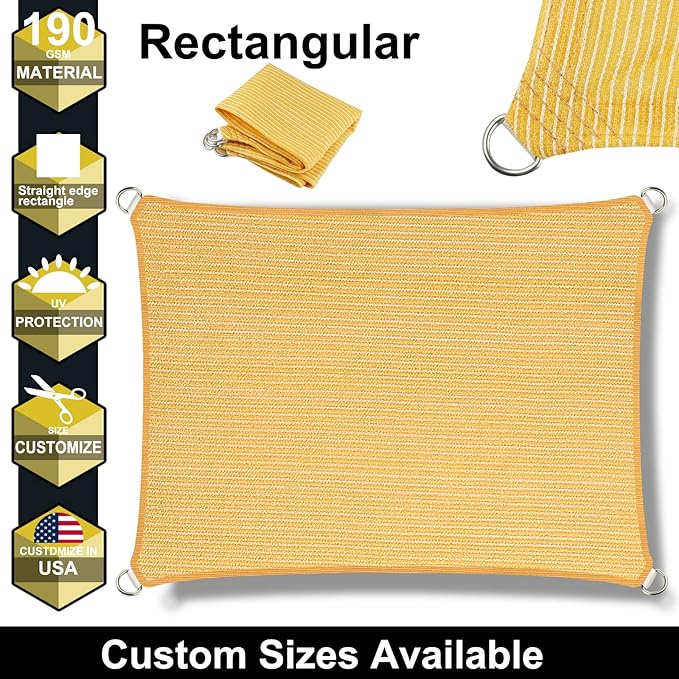 7' x 24' Yellow Outdoor Sun Shade Sail Canopy ??UV Resistant Permeable Awning Fabric for Patio, Garden, Backyard, Pergola, Carport, Lawn Shelter Cover