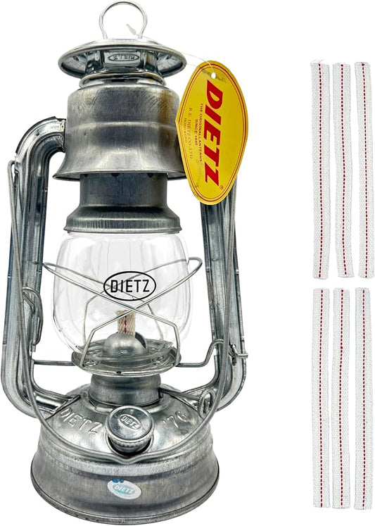 Light of Mine - Dietz #76 Original Galvanized Oil Lantern with 1/2" Replacement Wick Strips (Galvanized/Zinc)
