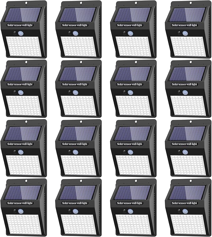 16 Pack Solar Lights Outdoor, 3 Modes/100LED Wireless IP65 Waterproof Solar Motion Lights Outdoor for Front Door, Backyard, Garage, Deck