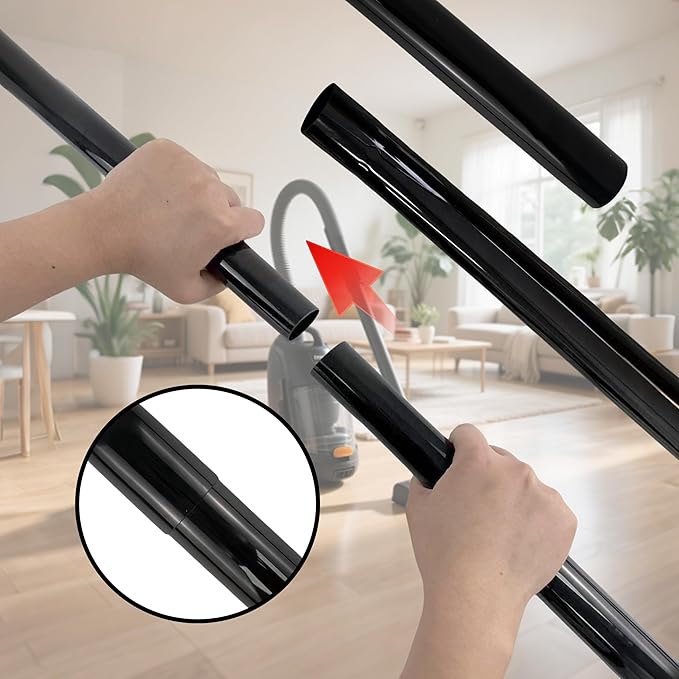4Pack Vacuum Extension Tubes, 1.25 Inch Diameter, 14.76 "and 17.71" Length - Black | Compatible with 1-1/4 Inch Hose Wet/Dry Vacuum Cleaners | Versatile Tool (Black, 2 P14.76" +2 P 17.71 ")