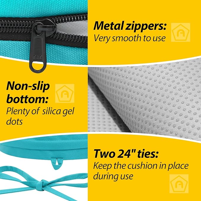 AAAAAcessories Outdoor Seat Cushions for Chairs, Waterproof, Fade-Resistant Patio Furniture Replacement Cushions, 17" x 16" x 2", Set of 2, Turquoise