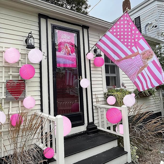 12Pcs Round Paper Lanterns Assorted Sizes (6" 8" 10" 12") for Home Decor, Restaurant, Church, Wedding, Birthday Party Decorations, Hanging Chinese Japanese Paper Lantern Lamps (Pink Series)