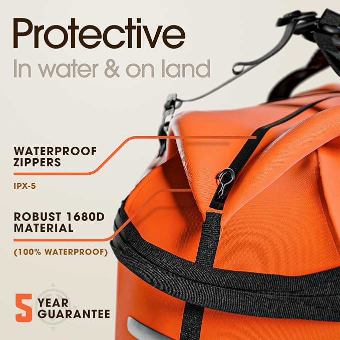 Earth Pak Waterproof Duffel Bag - Large Dry Bag, 1680D TPU, Heavy Duty, Camping & Marine Dry Bag, 8x8 Popout Pocket