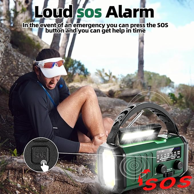 Hand Crank Emergency Radio,37000mWhSolar Powered Hand Crank Portable NOAA AM FM Weather Radio with 3Mode Flashlight and Reading Light,Cell Phone Charger,Home and Emergency Distress Signal