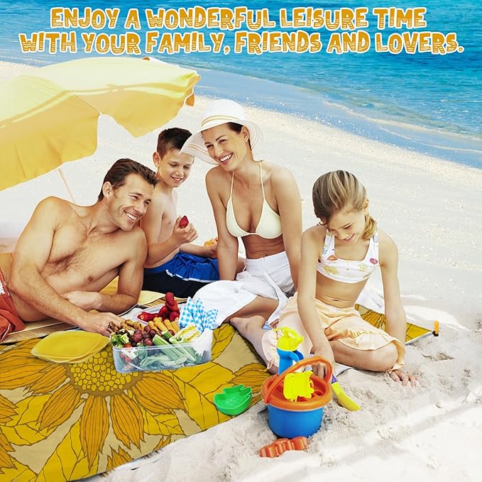 Beach Blanket Waterproof Sandproof 1-7 Adult Oversized 78 '' × 110 '' Lightweight Durable Compact Sand Free Beach Mat for Travel Camping Hiking Picnic Blanket Extra Large