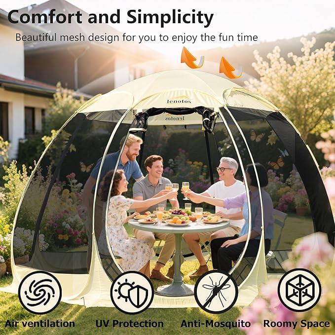 Pop Up Screen House, 12.5'x12.5' Outdoor Screen Tent for Camping, Screened Gazebo with Mosquito Netting, Carry Bag