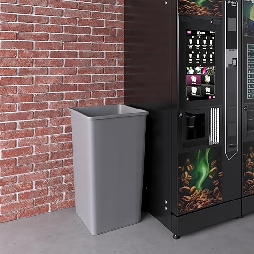 50 Gallon Gray Square Commercial Trash Garbage Can | Outdoor Office Restaurant School Kitchen