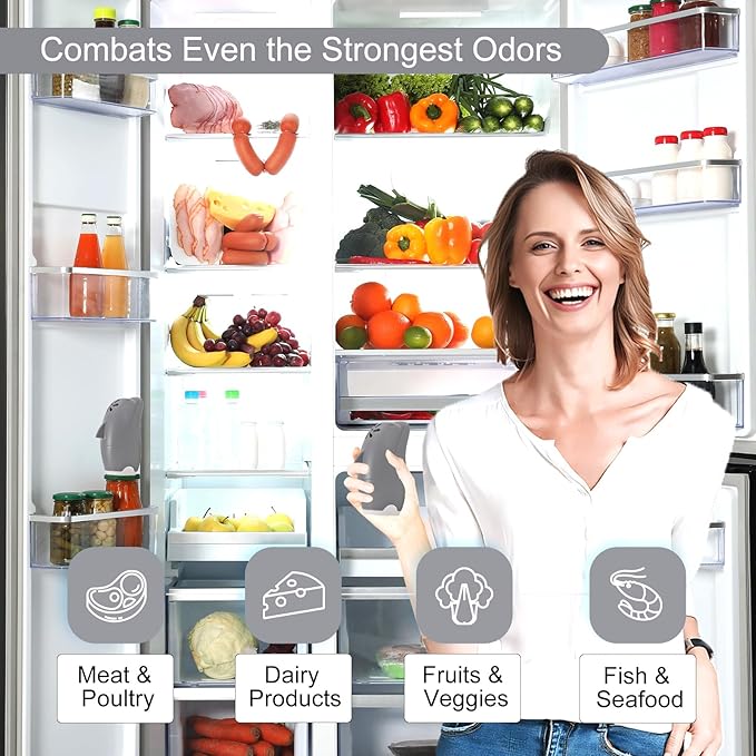 Asltw Dolphin Refrigerator Deodorizer, Refrigerator Odor Eliminator, Fridge Air Freshener, Multi-purpose Odor Eliminator for Home, Cute Gifts, Kitchen Gadgets Cute Kitchen Accessories (Grey)