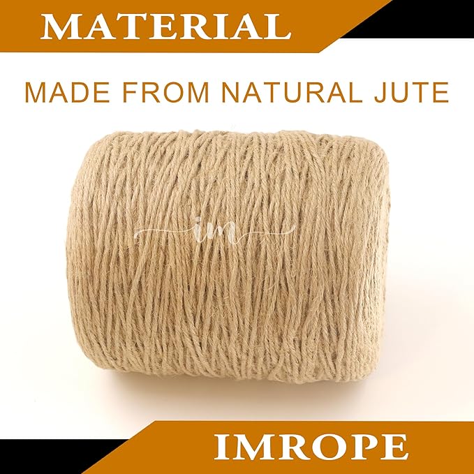 2mm x 1500 Feet Natural Jute Rope, Twine for Gardening Tomato Climbing Plant Tie Floristry Crafts Gift Wrapping Packing Decor