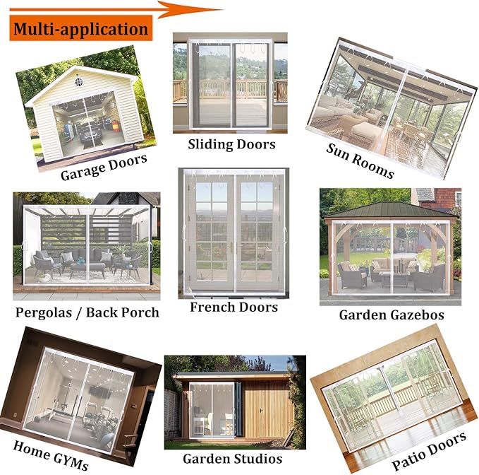 Garage Door Screen for 1 Car Garage 8x7FT White, Magnetic Screen Door 8x7 FT Garage/Patio/Porch/Balcony with Retractable Fiberglass Mesh & Heavy Duty Weighted Bottom, Hands Free, Easy Assembly