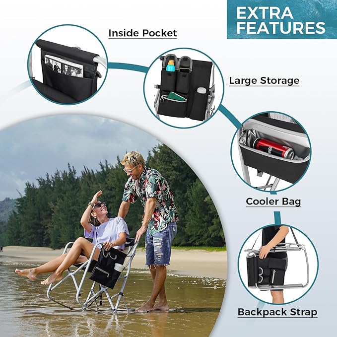FUNDANGO Camping Director Chair for Adults, Foldable Portable Chair Outdoor Folding for Outside, Backyard, Patio, Lawn, Garden