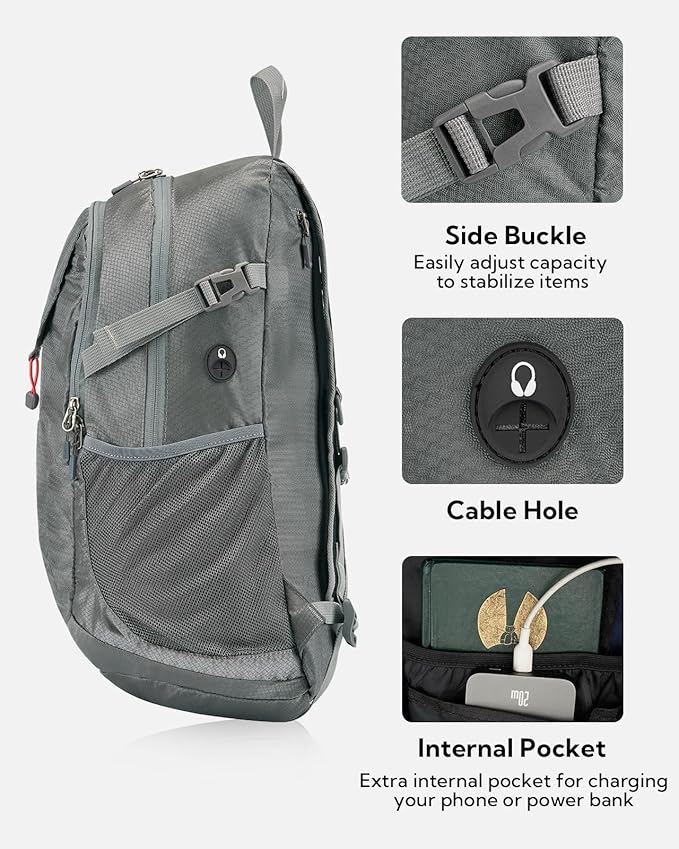 WATERFLY Lightweight Packable Hiking Backpack: 30L Foldable Travel Daypack Ultralight Camping Day Pack for Woman Man