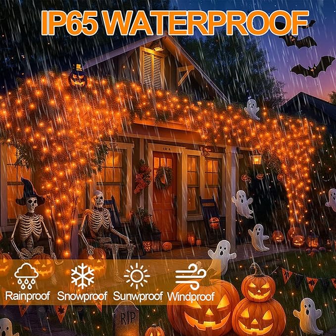 Extra-Long 144FT Solar String Lights for Outside, 2 Pack 400LED Solar Fairy Lights Outdoor, Waterproof Copper Wire with 8 Modes Twinkle Lights for Tree Garden Party Xmas Wedding Decor (Orange)