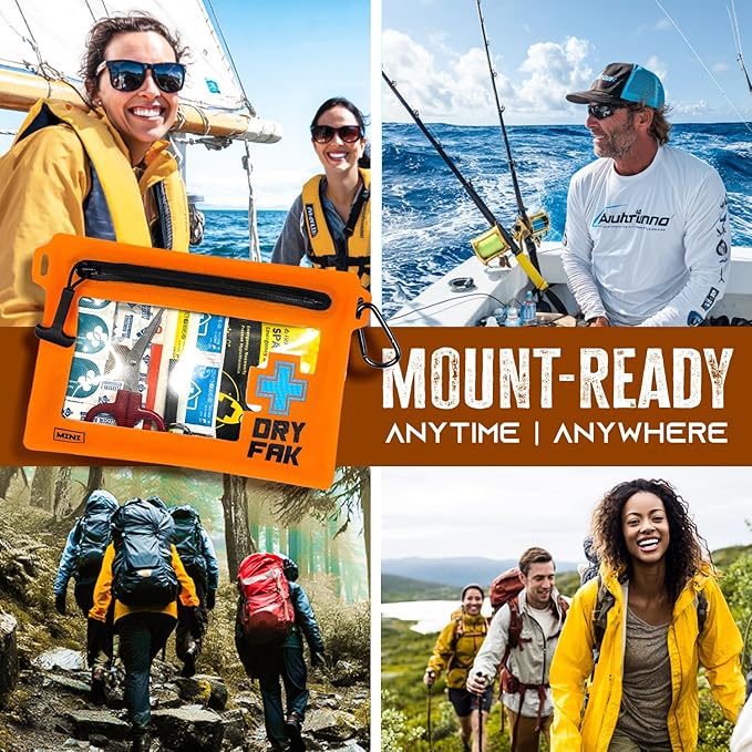 EVERLIT Ultralight Waterproof First Aid Kit, Boat First Aid Kit, Marine Medical Kit for Boating, Kayak, Backpacking, Hiking, Camping, Emergency Kit (Grey)