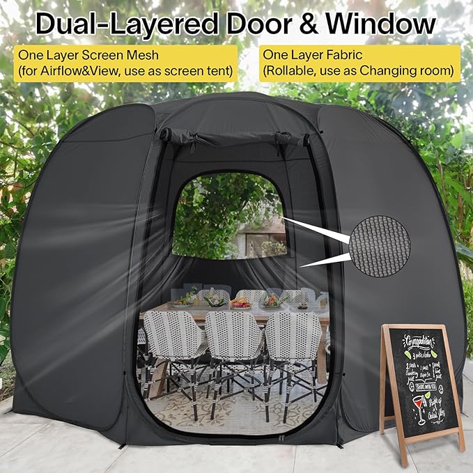 Alvantor Pop Up Screen Tent House Room Instant Outdoor Camping Canopy Sun Shelter Gazebo for Patio, Backyard & Deck, Privacy Tent(2-10 People, 8'x8' 10'x10' 12'x12')