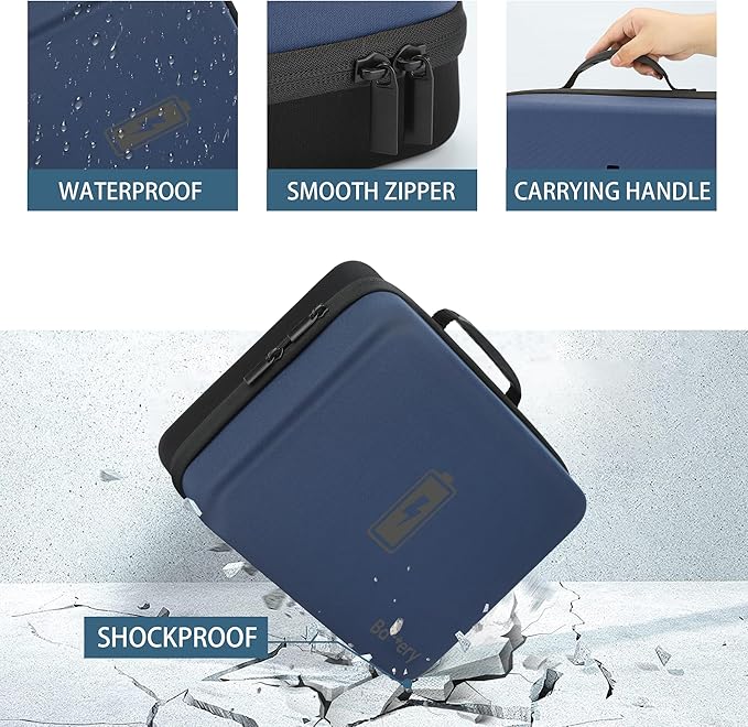 MOSLA Battery Organizer, Waterproof Battery Organizer Storage Case with Tester BT-168 (Dark Blue&Black)