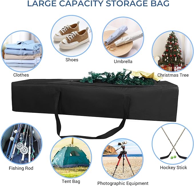 COOLBEBE 45Inches Tripod Carrying Case Bag Water Resistant Long Duffle Bag, Extra Large Zipper Foldable Storage Bag for Fishing Pole, Tripod, Tent, Umbrella (45inch, Black)