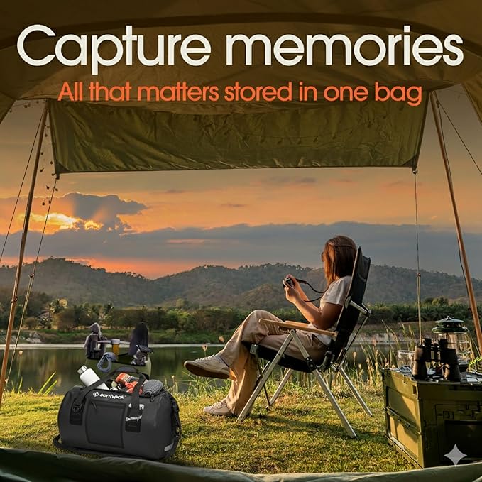 Earth Pak Waterproof Duffel Bag - Heavy Duty Motorcycle Dry Bag with Large Storage Space Perfect for Traveling, Camping, Kayaking, Fishing & Canoeing Bag 50L/70L/90L/120L Sizes