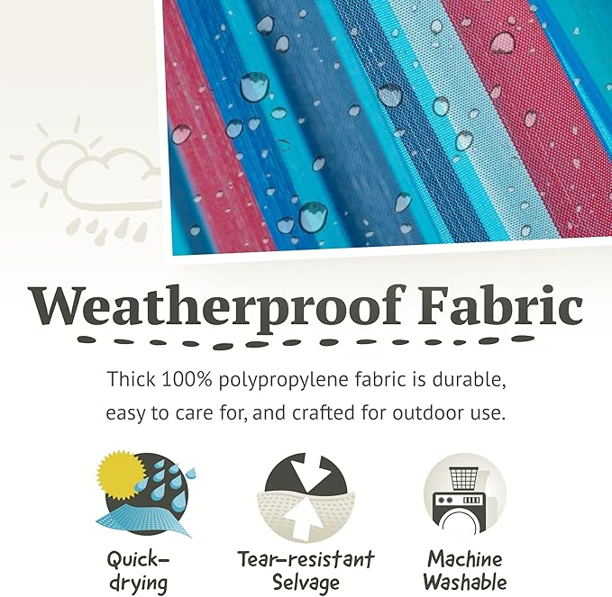 La Siesta® Large Double Brisa Classic Hammock & TreeMount, Trees Beams Posts Suspension Kit, Indoor Outdoor Hammock Swing, Weather Resistant, Wave