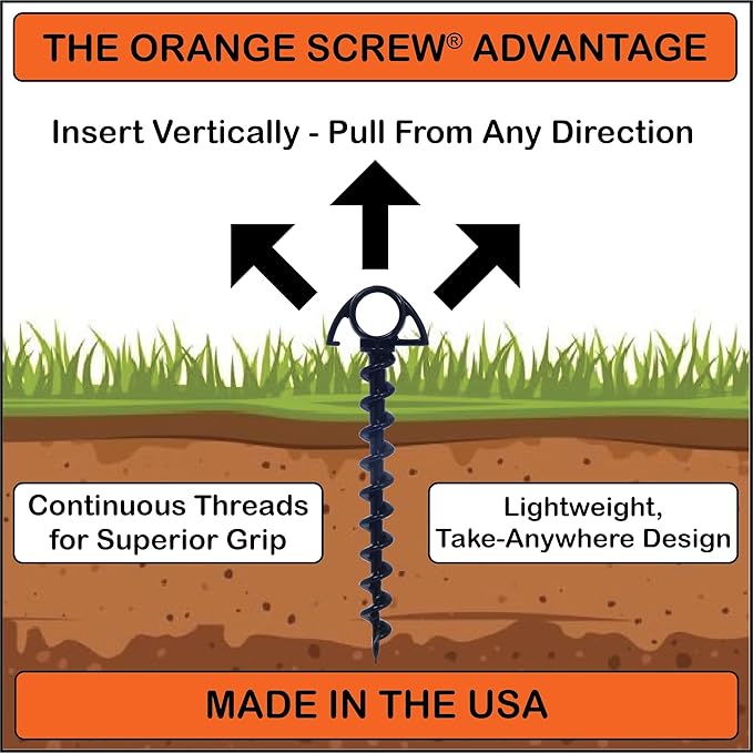Ultimate Ground Anchors: Heavy Duty Screw-in Tent Stakes for High Wind, Sand, Canopies, and Camping - Made in USA, 100% Recycled, Included T-Grip Tool - (Small, 4 Pack)