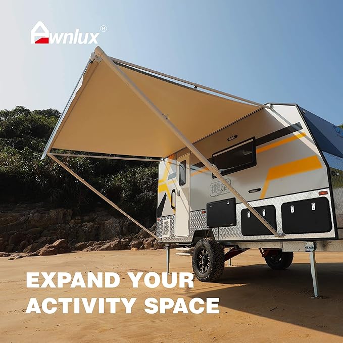 AWNLUX RV Awning Fabric Replacement Waterproof Vinyl Shade Screen for Awnings Camping Universal Fit Fabric Sun Shade UV Sun Blocker Canopy RV Awning Shade Shelter Gray Fade-20'(Fabric 19'2")